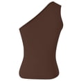 thumbnail image 5 of XAOFW Casual Sleeveless One Shoulder Tank Tops For Womens Solid Color Fitting See Through Camisoles Holiday Vacation Beach Versatile Top, 5 of 5