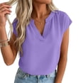 thumbnail image 5 of hlysgo Women's Cap Sleeve Tops V Neck Dressy Casual Blouses Summer Work Business Shirts Purple,XL, 5 of 6