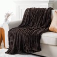 thumbnail image 3 of Battilo Fuzzy Faux Fur Throw Blanket,Brown Faux Rabbit Fur Throw for Couch,Bed,Sofa,60"x80", 3 of 8