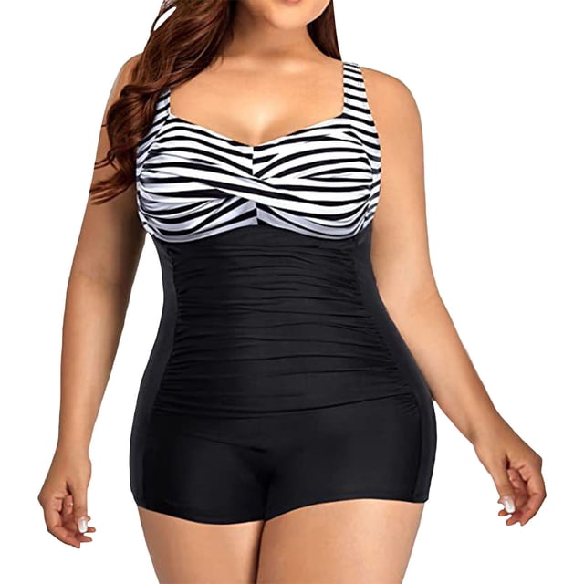 ¡Rebajas! Traje de baño de una pieza Prolriy para mujer, tallas grandes, vintage, fruncido, talla XXL, plateado