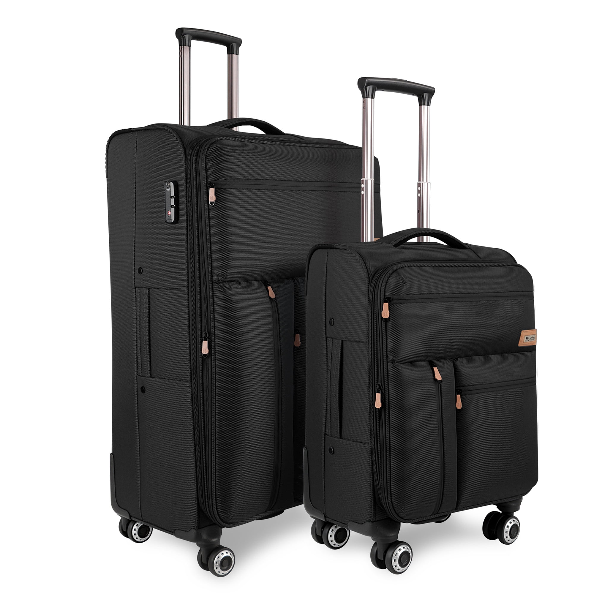 New York Xpress 2 Piece Softside Luggage Set Lightweight Expandable Spinner Suitcase with TSA Lock, 20"/26",Black - XJ1901