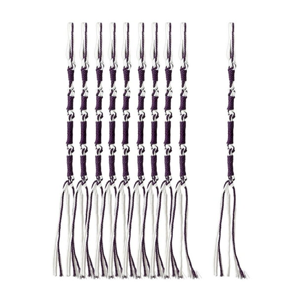 Juego de 10 tzitzits tradicionales judíos, adornos colgantes, decoración multifuncional para el hogar. Púrpura blanco