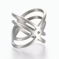 thumbnail image 2 of QQTDFG Stainless Steel Ring Wide Band Rings Criss Cross Ring Gold Plated Silver Z678-6-Silver, 2 of 2