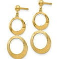 thumbnail image 2 of 14k Polished and Scratch Finish Circle Post Dangle Earrings (28x12), 2 of 5