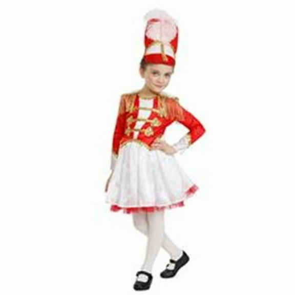 Fancy Drum Majorette Costume for 16 to 18 Years Girls, Red & White - Extra Large