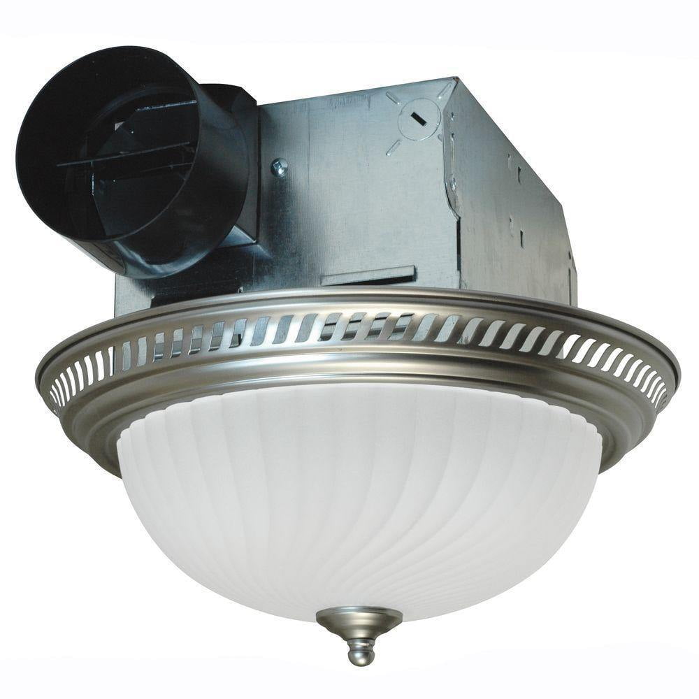 Bathroom Shower Decorative Nickel 70 CFM Ceiling Exhaust Fan Frosted Light  Kit - Walmart.com