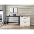 thumbnail image 2 of Space Solutions Ready-to-assemble 48 inch Wide Mobile Metal Desk - Navy, 2 of 6