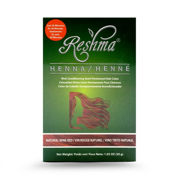 Reshma Henna Natural Wine Red Semi Permanent Hair Color, 1.05 Oz..