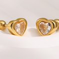 thumbnail image 3 of Cute Heart Shape Stud Earrings for Women Crystal Cubic Zirconia Cartilage Earrings Titanium Steel Hypoallergenic Heart Love Pierced Studs Jewelry, 3 of 5