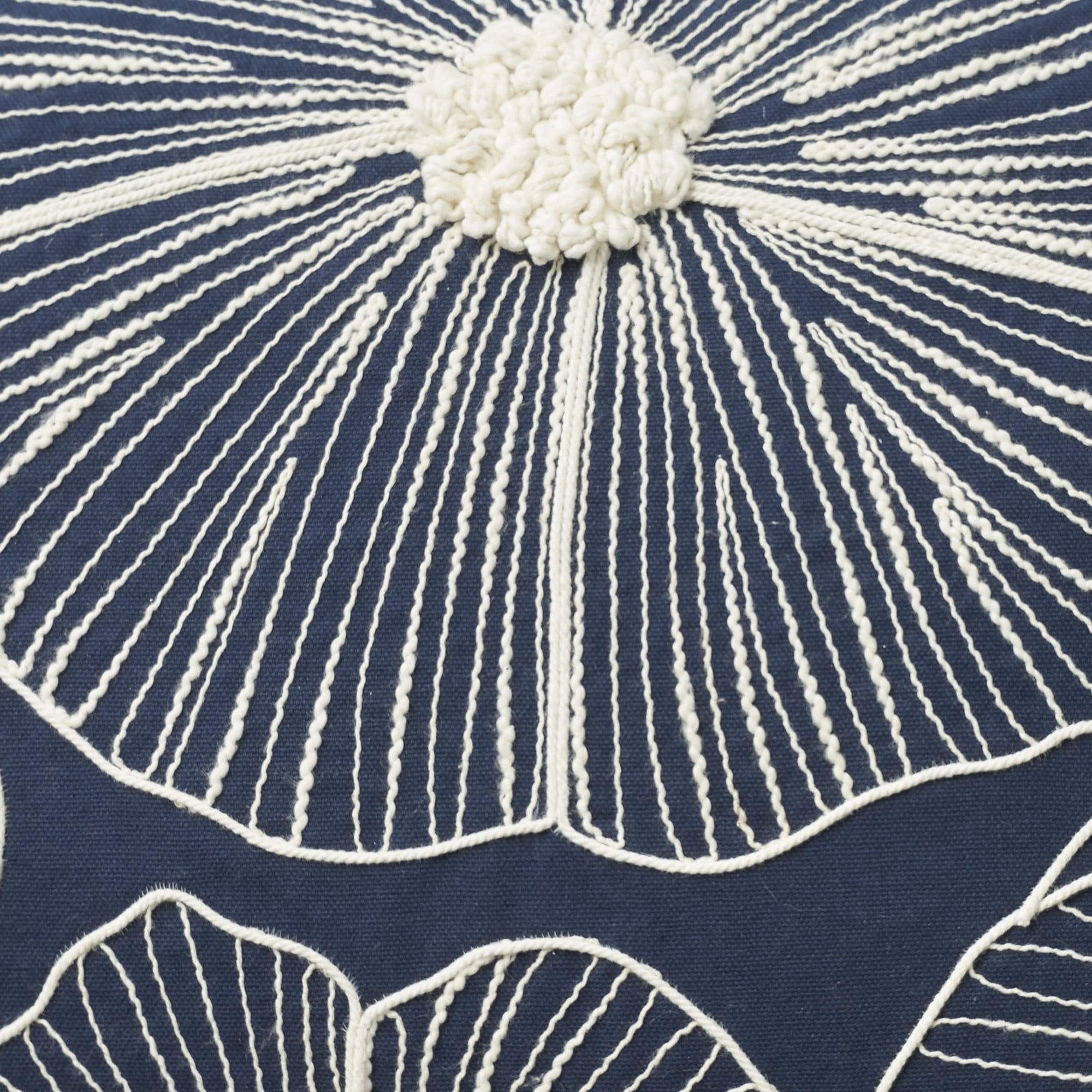 Nourison Life Styles Embroidered Flowers Navy 20" x 20" Throw Pillow Cover