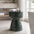 thumbnail image 2 of Dayalane Round Faux Stone Side Table, 15.5" Modern Green Hourglass End Table Indoor Outdoor, Green Marble Look Accent Drink Stool for Living Room Patio, Fully Assembled, 2 of 11