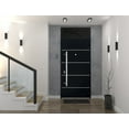 thumbnail image 4 of Front Exterior Prehung Steel Door / Deux 6083 Black Enamel / Top Exterior Window Sidelite / Stainless Inserts Entry Metal Modern Painted W36" x H80+16" Left hand Inswing, 4 of 6
