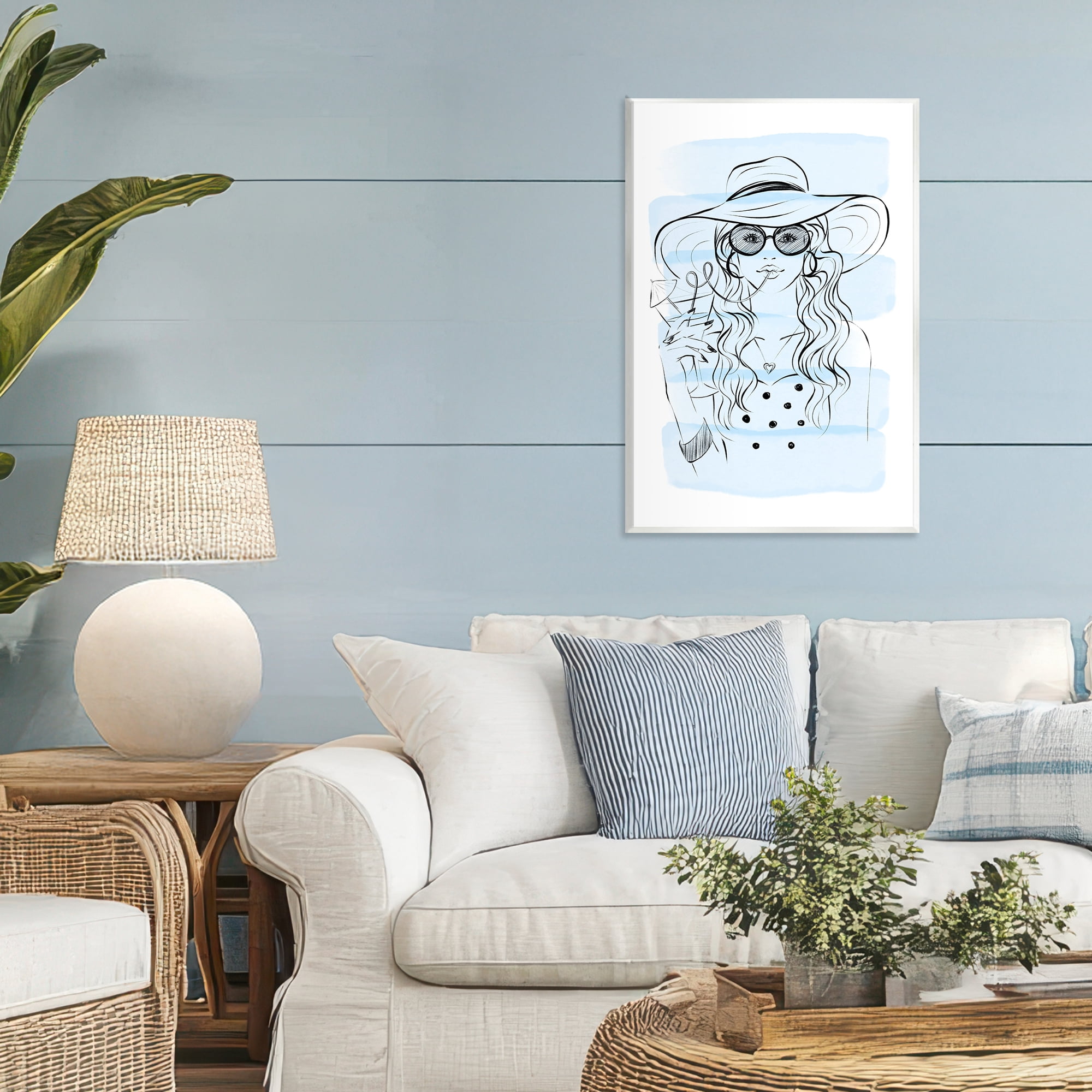 Stupell Industries Sipping Drink Girl in Sun Hat Wall Plaque Art, design by Martina Pavlova