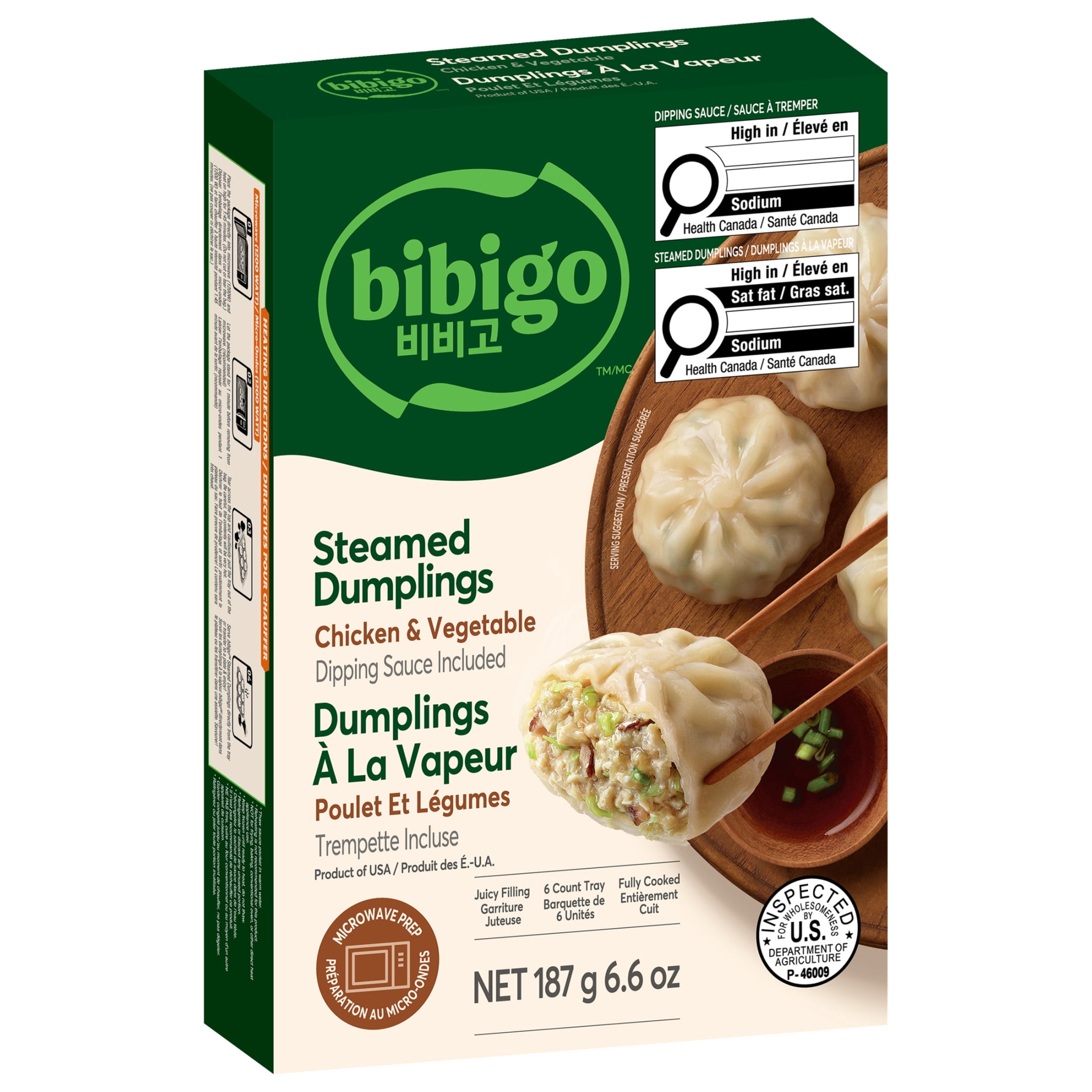 bibigo Frozen Chicken & Vegetable Steamed Dumplings, 6 Dumplings, 187g