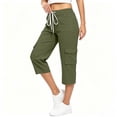 thumbnail image 3 of VBVC Women's Drawstring Cargo Capri Pants, Casual Breathable Mid Calf Utility Trousers For Women, Ladies' Outdoor Hiking Pants with Pockets,Army Green,S-3XL, 3 of 9