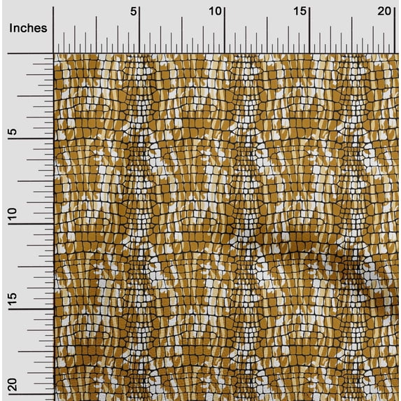 oneOone Georgette Viscose Dark Mustard Fabric Crocodile Animal Skin Quilting Supplies Print Sewing Fabric By The Yard 42 Inch Wide
