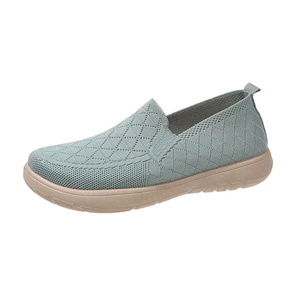 Shrysg Women's Breathable Mesh Slip On Walking Shoes Soft Sole Non Slip Casual Loafer Flats Comfortable Lightweight Sneakers for Daily Wear Green