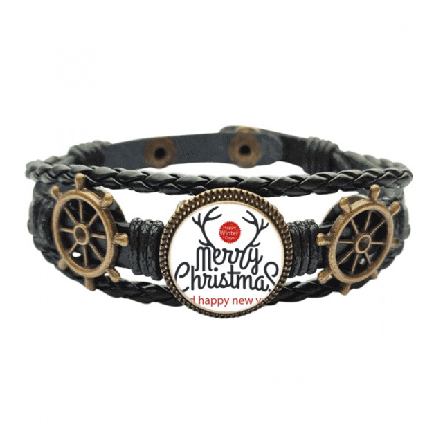 Pulsera marina tejida en cuero Alce de Navidad año nuevo festival de invierno