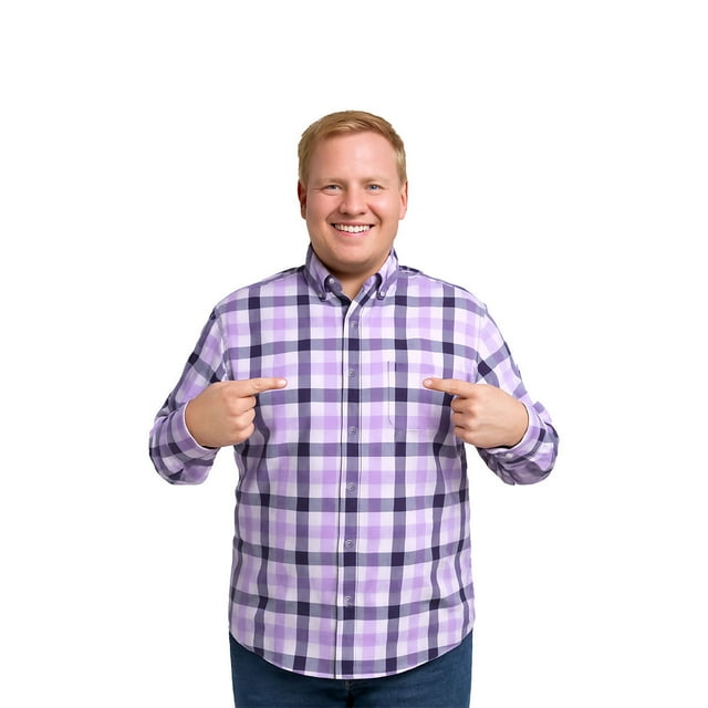 Big Kong Camisa Tallas Grandes Hombre Lila Cuadros Morado Oversize