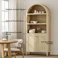 thumbnail image 5 of EYYTHUNG 71" Tall Arched Cabinet, 5-Tier Storage Cabinet with Shelves & Doors, Modern Farmhouse Bookshelf Pantry Organizer, Light Oak, 5 of 6