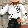 thumbnail image 5 of Women'S Casual Long Sleeve Round Neck Top Drop Shoulder Pattern Cable Knit Pullover Sweater White S, 5 of 7