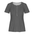 thumbnail image 4 of loopsun Plus Size Tops for Womens,Womens Summer Tops,Women's Printed V-neck Button Up Short Seeved Top Dark Gray XXXL, 4 of 4