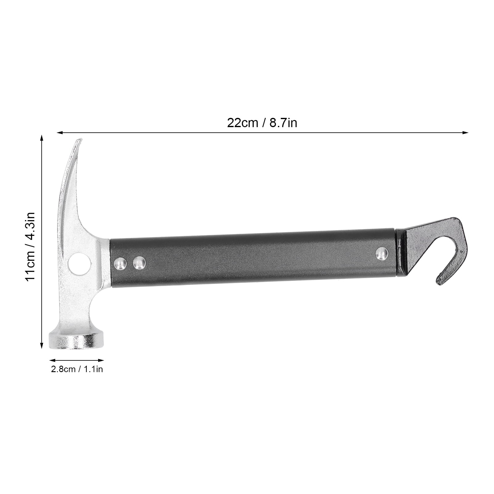 M Buder Professional Camping Mallet Tent Stake Peg Puller Hammer Remover, Aluminum Alloy Mini Portable Outdoor Tool for Backpacking and Hiking (8.7 inches / 22 cm)