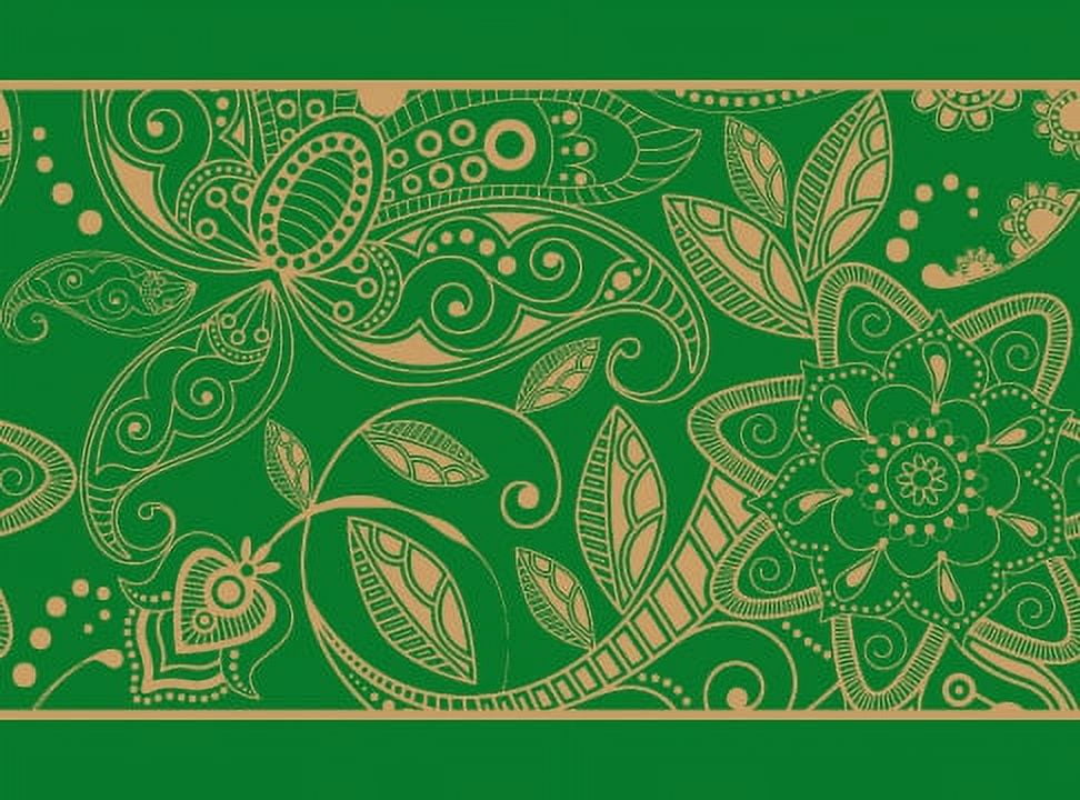 IBA Indianbeautifulart Green Leaves & Floral Artistic Printed Ribbon&nbsp;Trim&nbsp;9 Yards Velvet Fabric Laces For Crafts Sewing Accessories 3 Inches