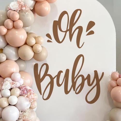 Baby Shower Party Decal Sign Oh Baby Gold Gender Reveal Neutral Girl or Boy Decoration  Backdrop Large Balloon Arch Wall Decor$$Tools