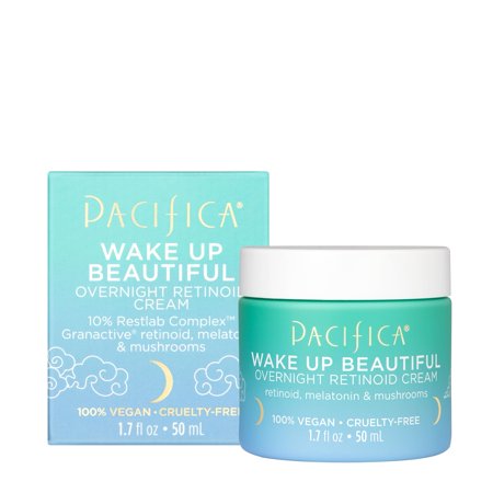 Pacifica Beauty, Wake Up Beautiful Overnight Retinoid Night Face Cream, Moisturizer For Dry And Aging Skin, Gentle For Sensitive Skin, Hyaluronic Acid + Melatonin, Clean, Vegan & Cruelty Free