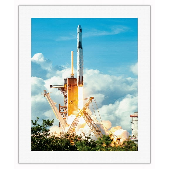 Space X Launch - NASA Color Photo by Paul Hennessy - Fine Art Rolled Canvas Print (Unframed) 16in x 20in