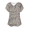 thumbnail image 4 of HAPIMO Women's Loose Pullover Tunic Clearance Elegant Casual Workout Tops for Teen Girls Trendy Summer Tees Floral Boho Graphic Short Sleeve V Neck Ruched Button Shirts Green S, 4 of 4