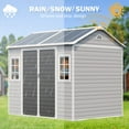thumbnail image 6 of JULY'S SONG 8x6 Outdoor Storage Shed with Openable Windows, Heavy Duty Resin Sheds with Floor & Lockable Doors, Plastic Storage Cabinets for Outside, Grey, 6 of 13