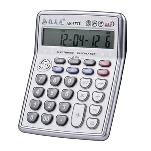Riwcyla Musical Desktop Calculator 12,Digits LCD Display Electronic Calculator Counter Big Buttons with Piano Play Time Date Show Function for Office Business Classroom Home Supplies