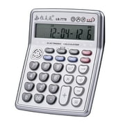 Htovila Musical Desktop Calculator 12-Digits LCD Display Electronic Calculator Counter Big Buttons with Music Piano Play Time Date Show Alarm Clock Function for Office Business Classroom Home Suppli