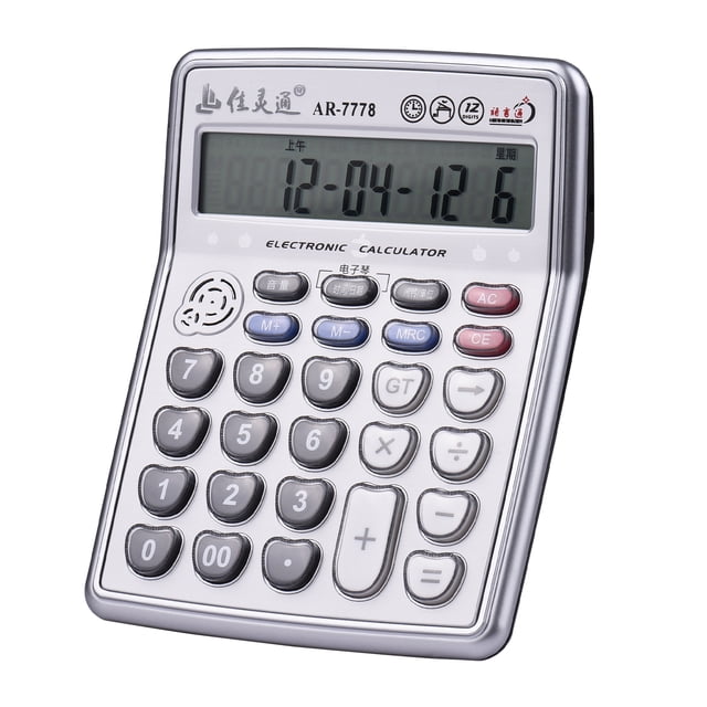 Calculadora de escritorio musical Pantalla LCD de 12 dígitos Calculadora electrónica Contador Botone Tomshoo Calculadora