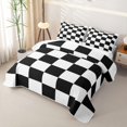 thumbnail image 3 of Erosebridal Classic Checkered Twin Quilt Set for Girls, Abstract Grid Print Twin Coverlet Set, Black White, 2pcs, 3 of 7