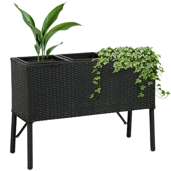 Sunnydaze 11.75" x 33" x 21.5" Rectangle Black Polypropylene Planter Box