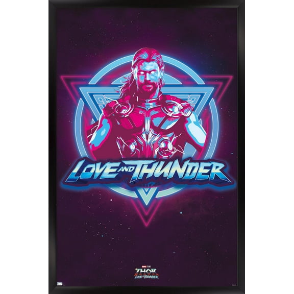 Marvel Thor: Love and Thunder - Vaporwave Wall Poster, 22.375" x 34" Framed