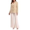 thumbnail image 3 of INSPIRE CHIC Women's Jacket Notched Lapel Double Breasted Padded Shoulder Blazer M Apricot-Solid, 3 of 7