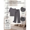 thumbnail image 3 of JWD Women's 2 Piece Pajama Set Off-Shoulder Short Sleeve Top And Wide Leg Lounge Pants Soft Cozy Sleepwear Loungewear Gray 2XL, 3 of 7