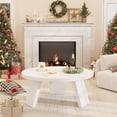 thumbnail image 6 of Farmhouse Round Coffee Table,33.5" Circle Center Table,Wooden Coffee Tables/Dinner Table for Living Room, Bedroom,,Apartments,Easy Assembly, 6 of 7