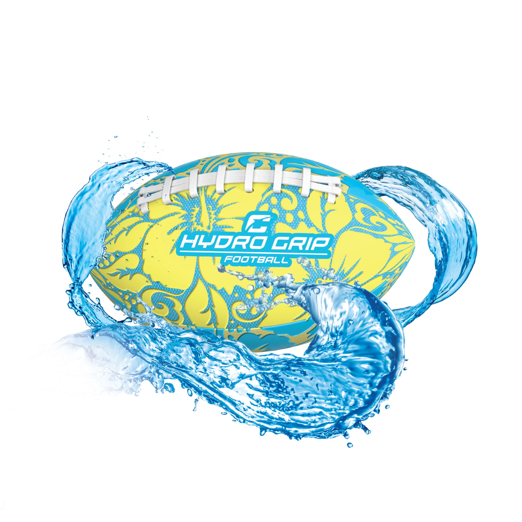 CIPTON Hydro Grip Football, Water Resistant Football with Raised Silicone Grip, Wet or Dry Beach & Pool Toss Ball, Lasting Air Retention, Blue/Yellow