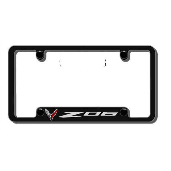 Chevrolet Corvette Z06 Logo Black Zinc License Plate Frame Official Licensed