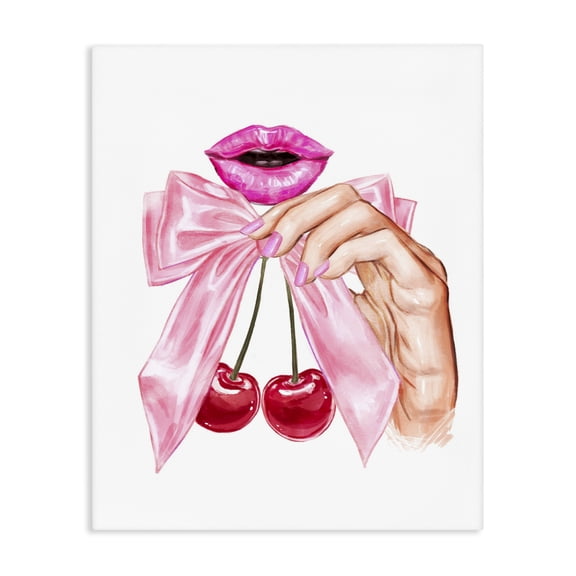 Stupell Industries Lips & Feminine Cherries Canvas Wall Art, design by Ziwei Li