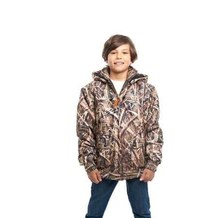 KIDS INSULATED/ WATERPROOF MOSSY OAK CAMOUFLAGE TANKER JACKET- HUNTING- CAMPING (Shadow Grass