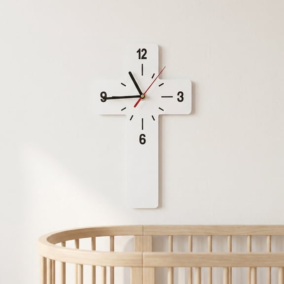 CTIRCHIU Silent Cross Wall Clock, 12 x 7 Inch Acrylic Decorative Timepiece for Living Room, Bedroom, Office, Modern Home Decor