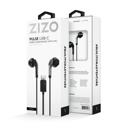 ZIZO Wired USB Type C Headphones with Built-In Mic and Volume Control - Black