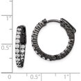 thumbnail image 4 of Sterling Silver Black Rhodium-Plated Cz In And Out Hoop Earrings (18.77 X 19.31) Made Indonesia qe7575b, 4 of 5