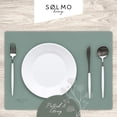 thumbnail image 2 of Sølmo PU Leather Placemats, Set of 4 - Heat Resistant, Waterproof, Non-Slip - Wipeable, Reversible, Thick Placemat Pack - Sky Blue and Silver, 2 of 7